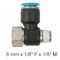 Pu Hose Fitting Tee 8mm X 1/8
